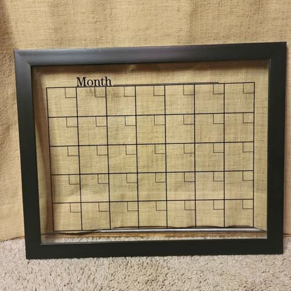 Framed Glass Monthly Calendar Board